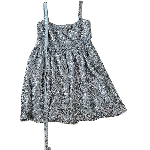 Sachin + Babi Quinn Silver Metallic Sequins Mini Dress 4 Party Glittery Shimmery - Picture 15 of 16